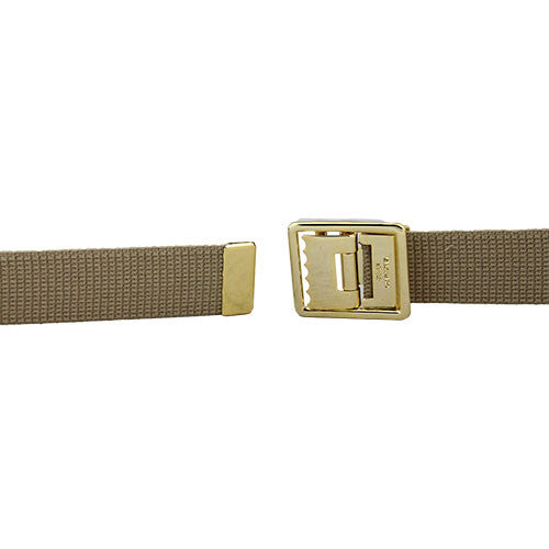 Marine Corps Khaki Belt with Anodized Open-Face Buckle and Tip