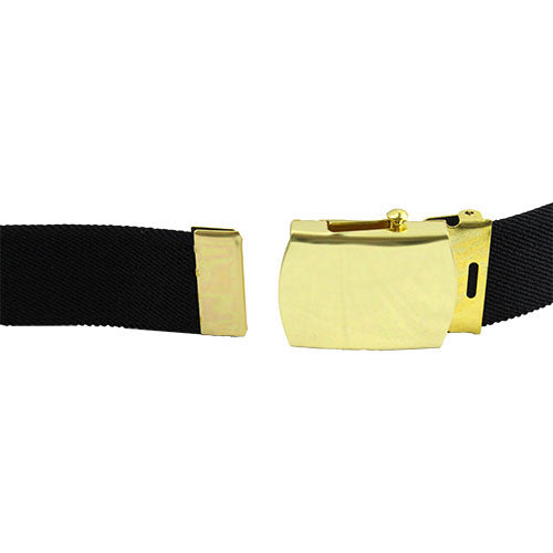 Army Dress Belt - Black Elastic with Gold Buckle