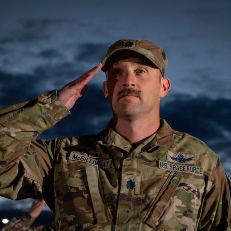 space force officer saluting