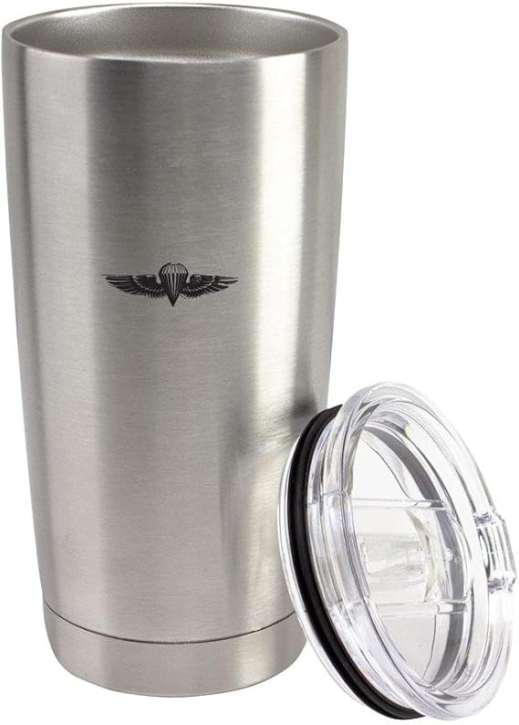 Officially Licensed Navy & Marine Corps Parachutist Badge Subdued 20 oz Vacuum Sealed 18/8 Stainless Steel Tumbler