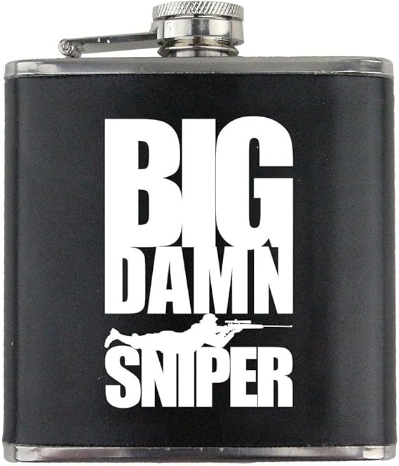 Big Damn Sniper Veteran Leather Wrapped 6oz. Flask