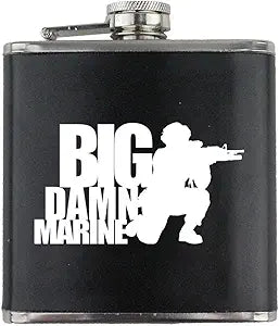 Big Damn Marine Veteran Leather Wrapped 6oz. Flask