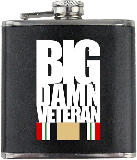 Big Damn Iraq Campaign Veteran Leather Wrapped 6oz. Flask