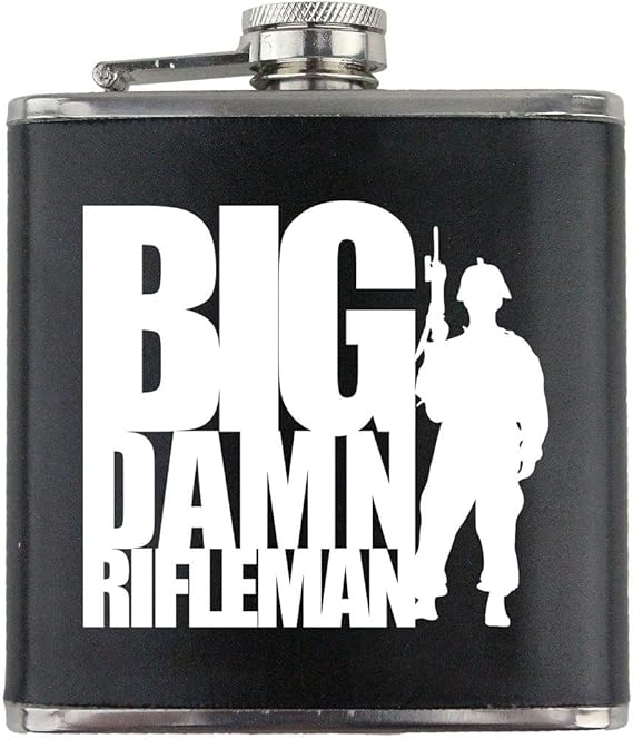 Big Damn Rifleman Veteran Leather Wrapped 6oz. Flask