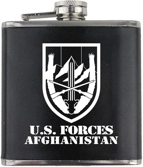 Army U.S. Forces Afghanistan Subdued Stainless Steel Leather Wrapped 6oz. Flask