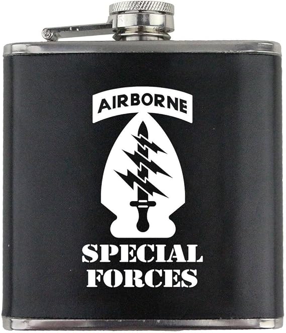 Army Special Forces Subdued Stainless Steel Leather Wrapped 6oz. Flask