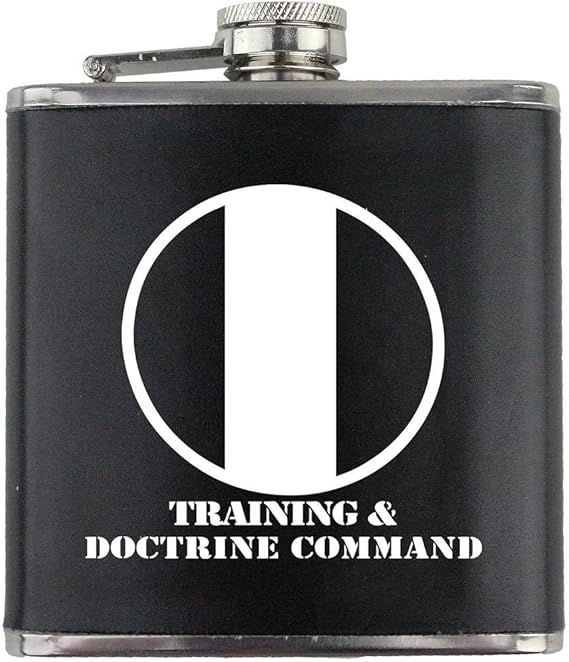 Army Training & Doctrine Command Subdued Stainless Steel Leather Wrapped 6oz. Flask