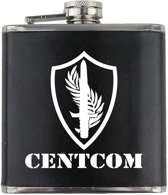 Army CENTCOM Subdued Stainless Steel Leather Wrapped 6oz. Flask