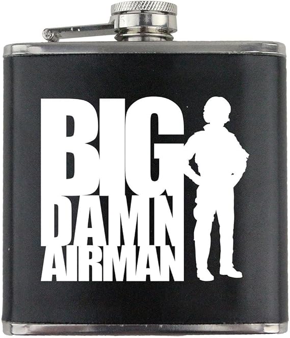 Big Damn Airman Veteran Leather Wrapped 6oz. Flask