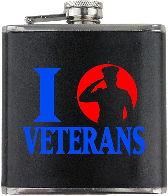 I Salute Veterans Leather Wrapped 6oz. Flask