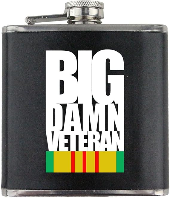 Big Damn Vietnam Veteran Leather Wrapped 6oz. Flask