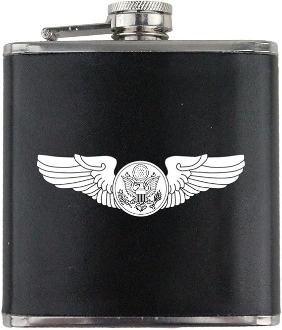 Crew Badge Air Force Veteran Leather Wrapped 6oz. Flask