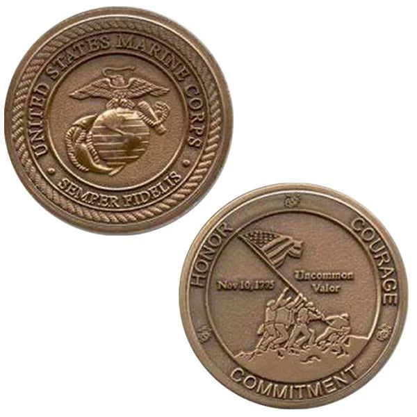 1-1/2" USMC Honor Courage Commitment W/Sleeve Coin Challenge Coins 