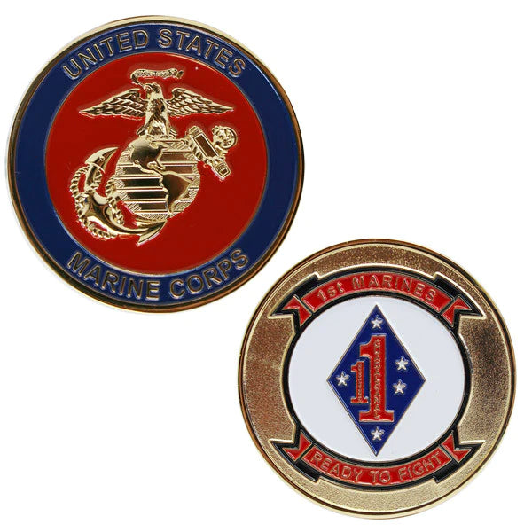 1-3/4" 1St Marines Ready To Fight Coin Challenge Coins 