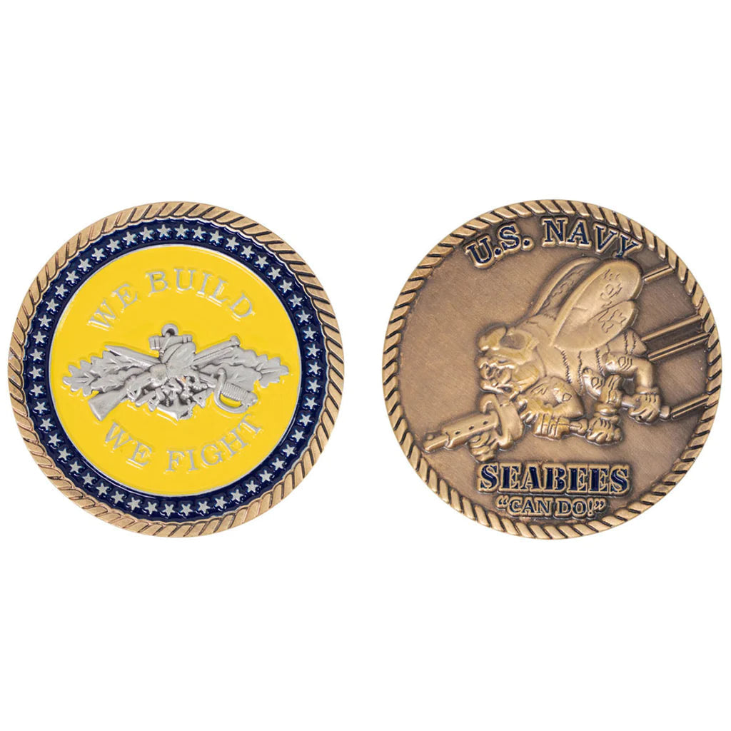 Navy Seabee Round Coin Challenge Coins 