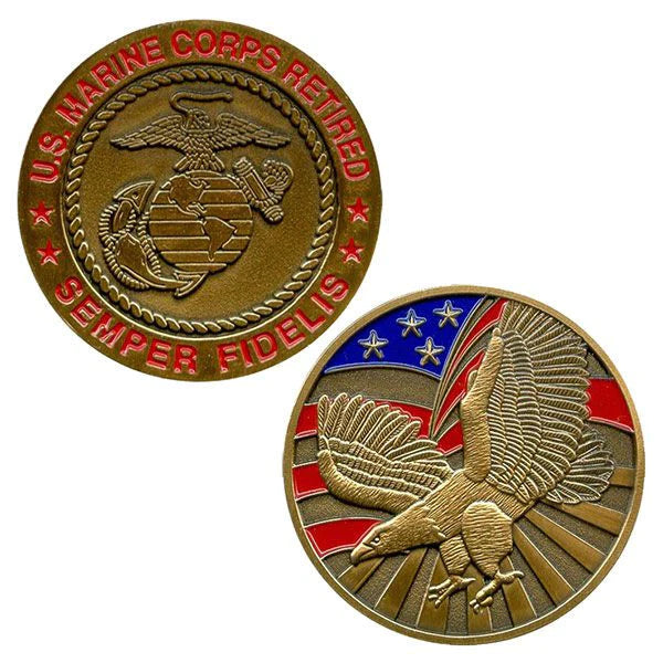 1-3/4 U.S. Marine Retired W/Sleeve Coin Challenge Coins 