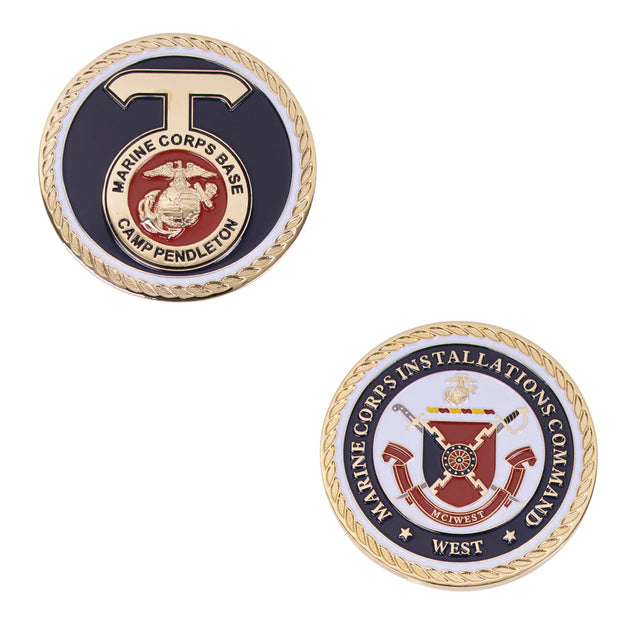 2" MC Install CMD West MCB Camp Pendleton W/Sleeve Coin Challenge Coins 