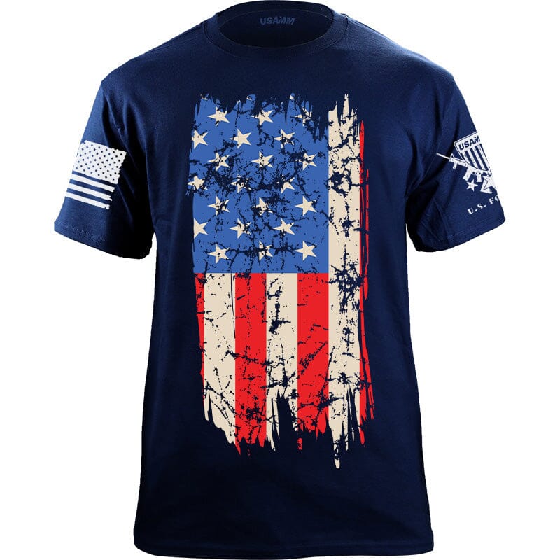 Distressed Vertical US Flag T-Shirt Shirts 