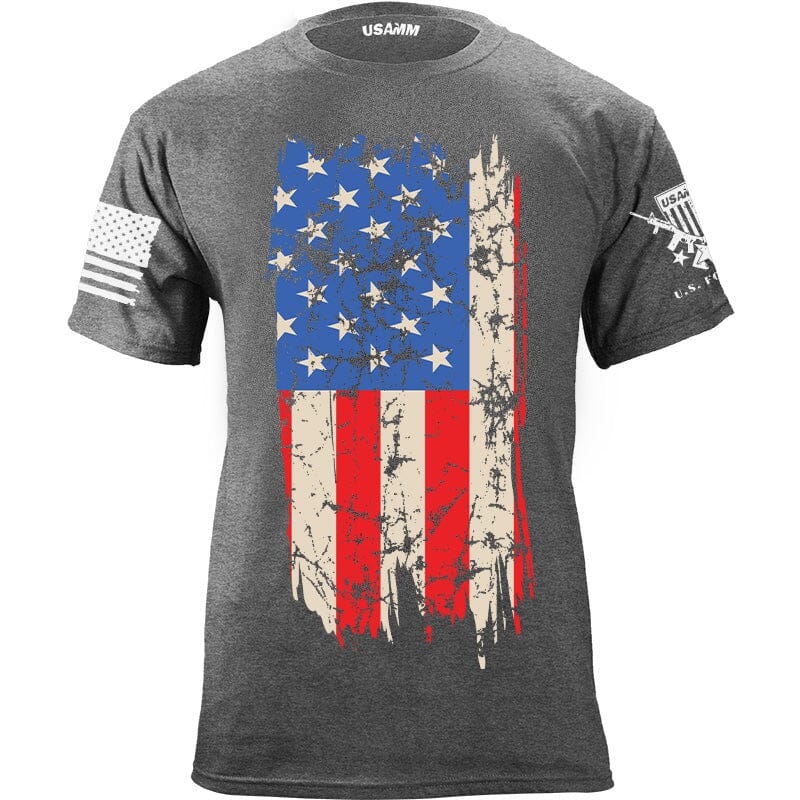 Distressed Vertical US Flag T-Shirt Shirts 