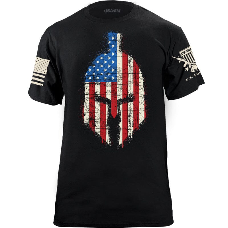 Spartan Distressed US Flag T-shirt Shirts YFS.3.004.1.BKT.1