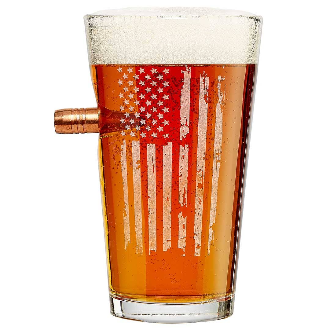 Patriotic Pint Glass - 16oz Handmade Glass PG13-Pat