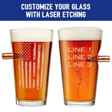 Patriotic Pint Glass - 16oz Handmade Glass 