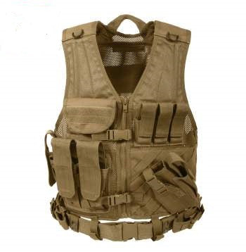 Lancer Tactical Nylon Cross Draw Vest With Holster ( Camo Tropic )