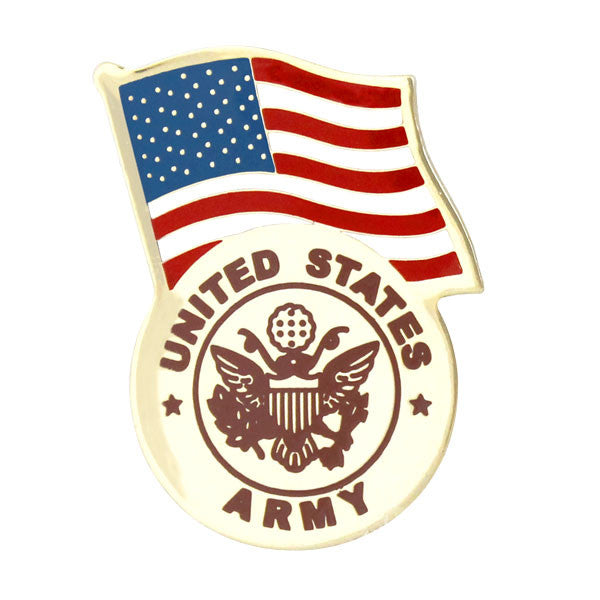 United States Flag With Army Emblem Lapel Pin Pins 