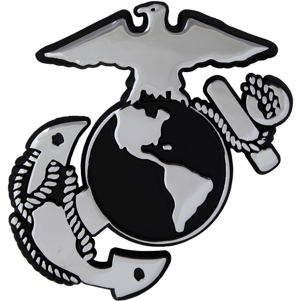 U.S. Marine Corps Eagle Globe and Anchor Chrome Auto Emblem Stickers and Decals 83507