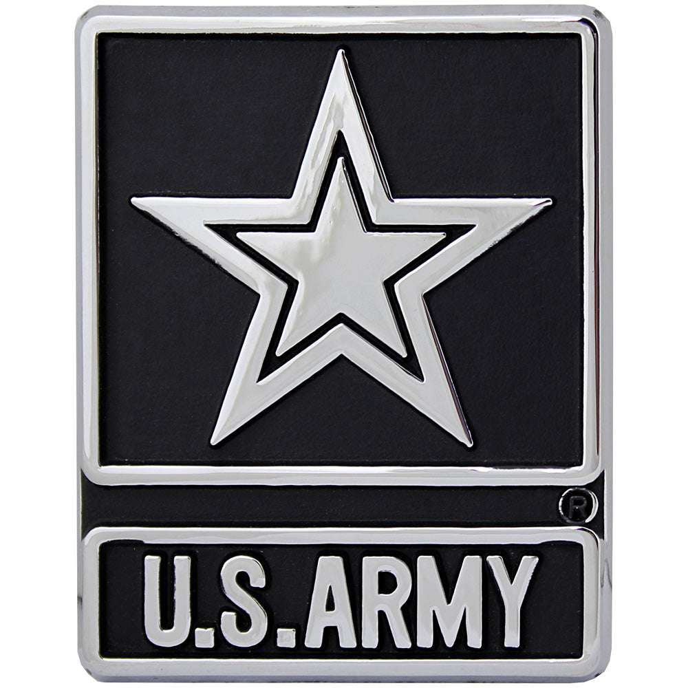 U.S. Army Silver Star Logo Chrome Auto Emblem Stickers and Decals 83521