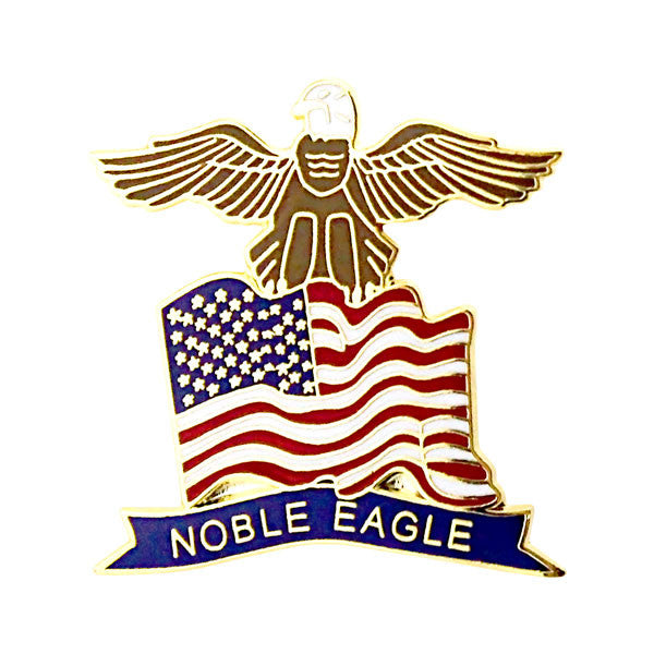 American Flag Eagle with Noble Eagle Banner 1" Lapel Pin Pins 