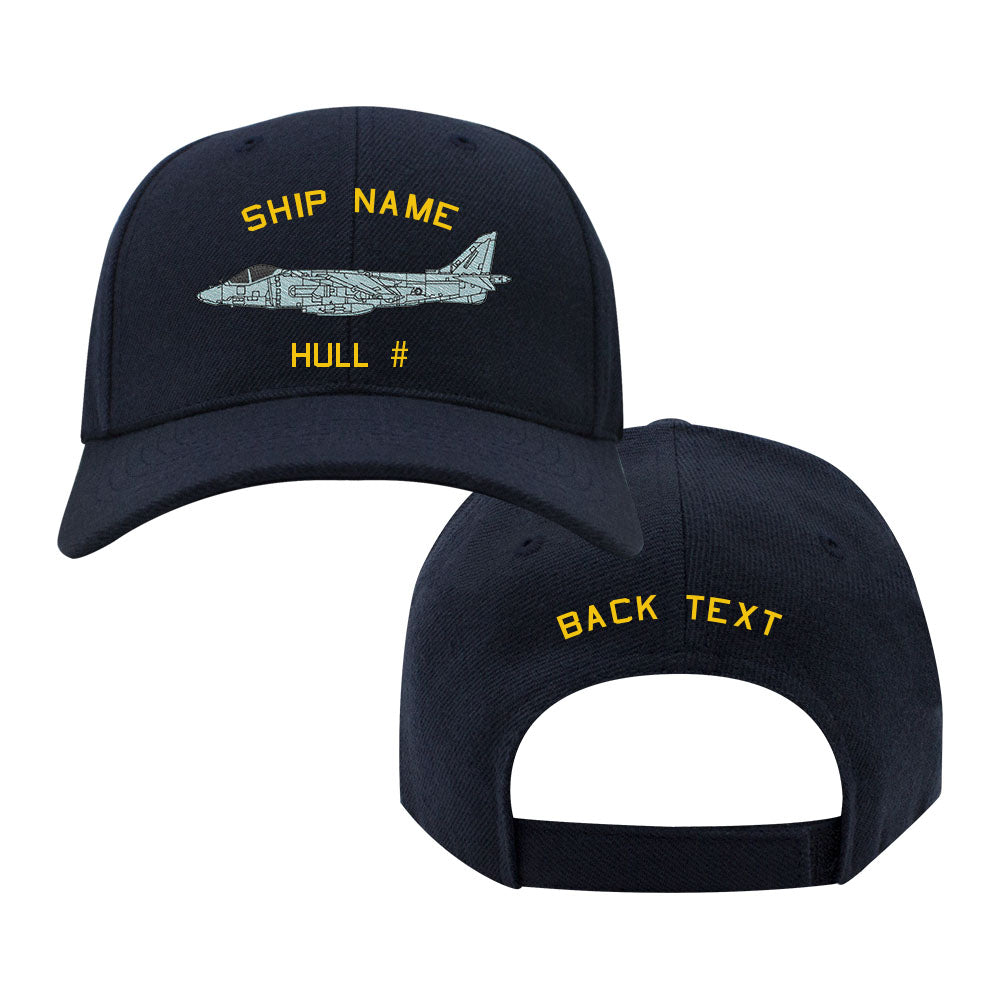 US Navy Custom Ship Cap - AV-88 Harrier Jump Jet Hats and Caps AV88.HARRIER.NAVY