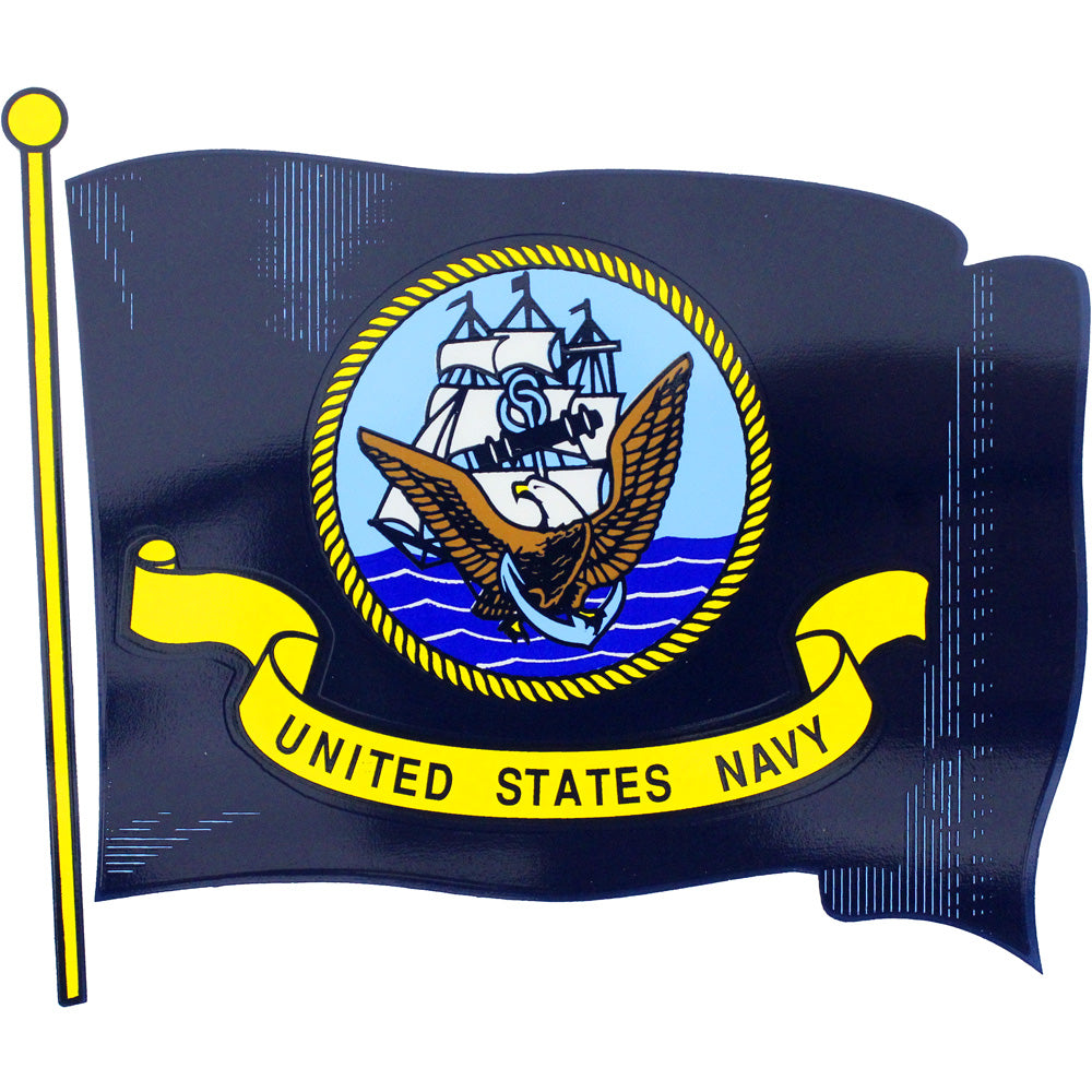 Waving U.S. Navy Flag Clear Decal Stickers and Decals BP-0134