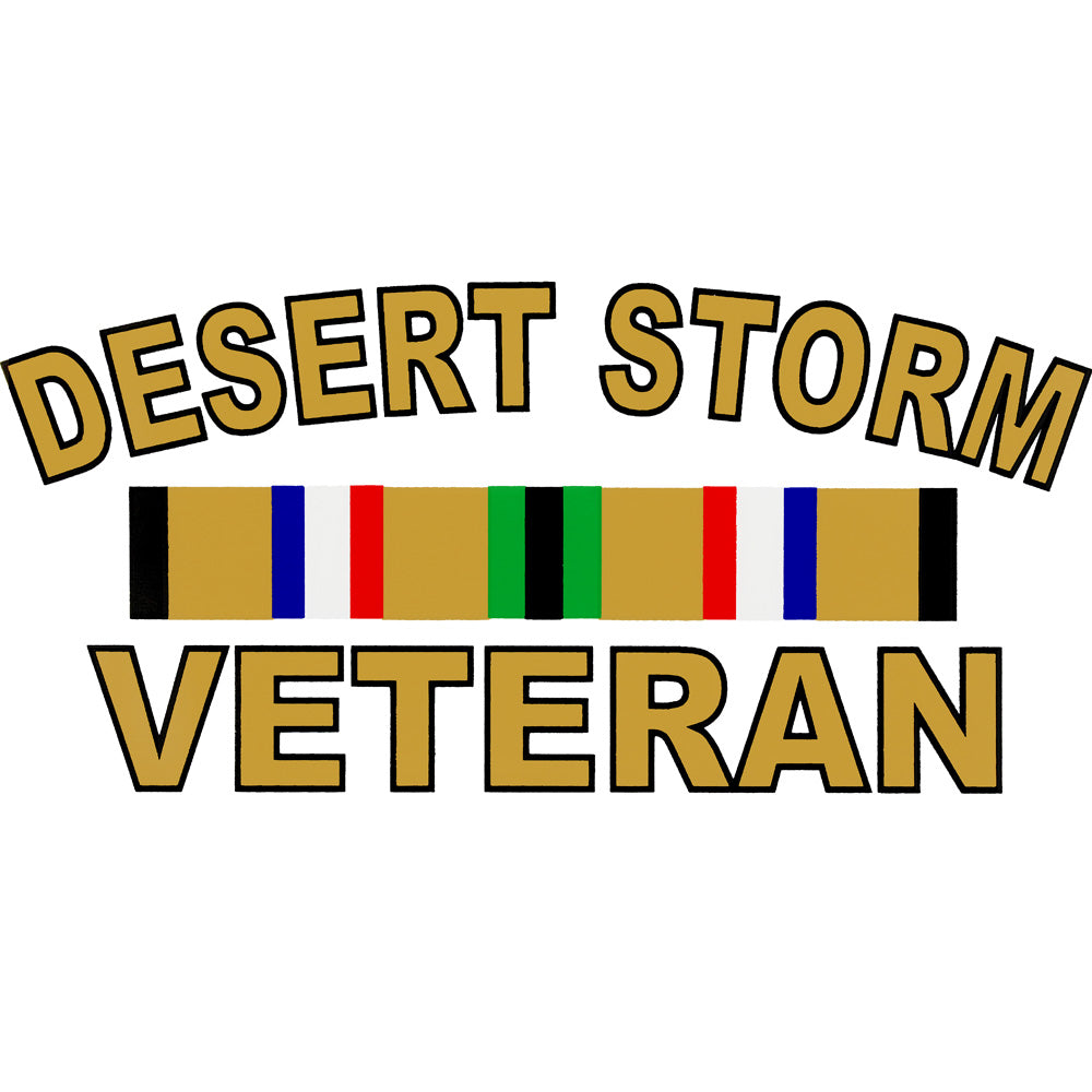 Desert Storm Veteran With Ribbon Clear Decal Stickers and Decals BP-0157