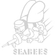 Seabee 13" White Vinyl Transfer Stickers and Decals BP-0597