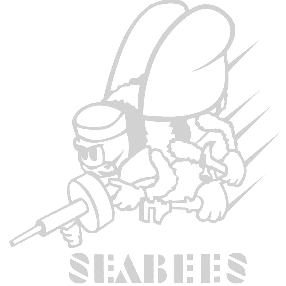 Seabee 13" White Vinyl Transfer Stickers and Decals BP-0597