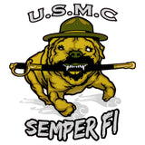 USMC Semper Fi with Running Bulldog Clear Decal Stickers and Decals BP-0692