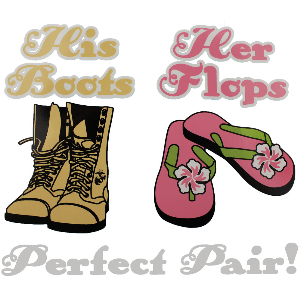 His Boots Her Flops Perfect Pair! Clear Decal Stickers and Decals BP-0706