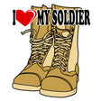 I Heart My Soldier on Desert Tan Combat Boots Clear Decal Stickers and Decals BP-0752