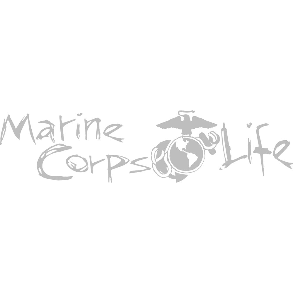 Marine Corps Life with Eagle Globe and Anchor 12" White Vinyl Transfer Stickers and Decals BP-0811