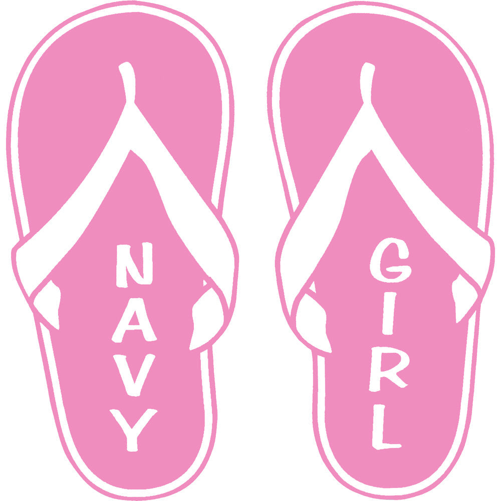 Navy Girl Pink Flip Flops 4" Vinyl Transfer Stickers and Decals BP-0829