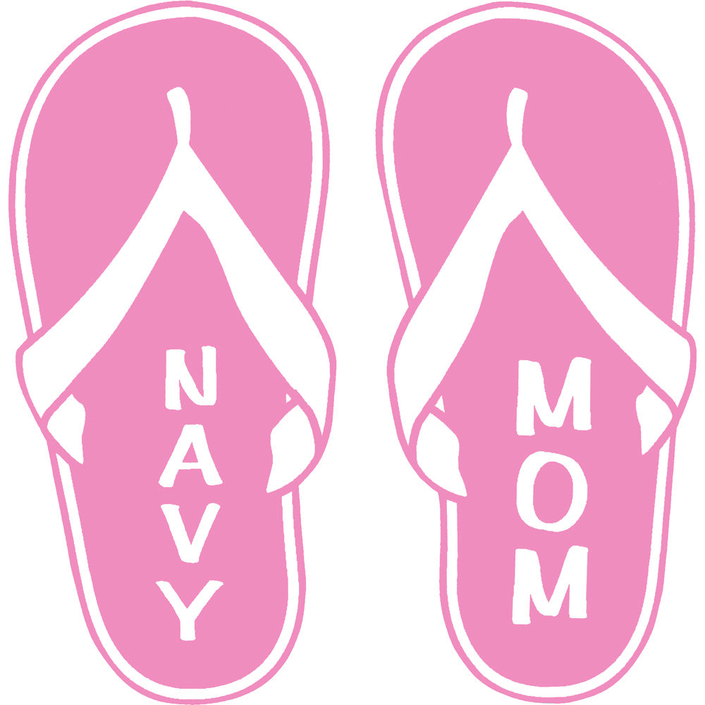 Navy Mom Pink Flip Flops 4" Vinyl Transfer Stickers and Decals BP-0831