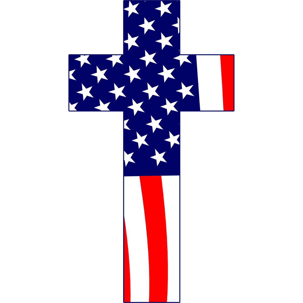 American Flag Cross 5" Sticker Stickers and Decals BP-0996