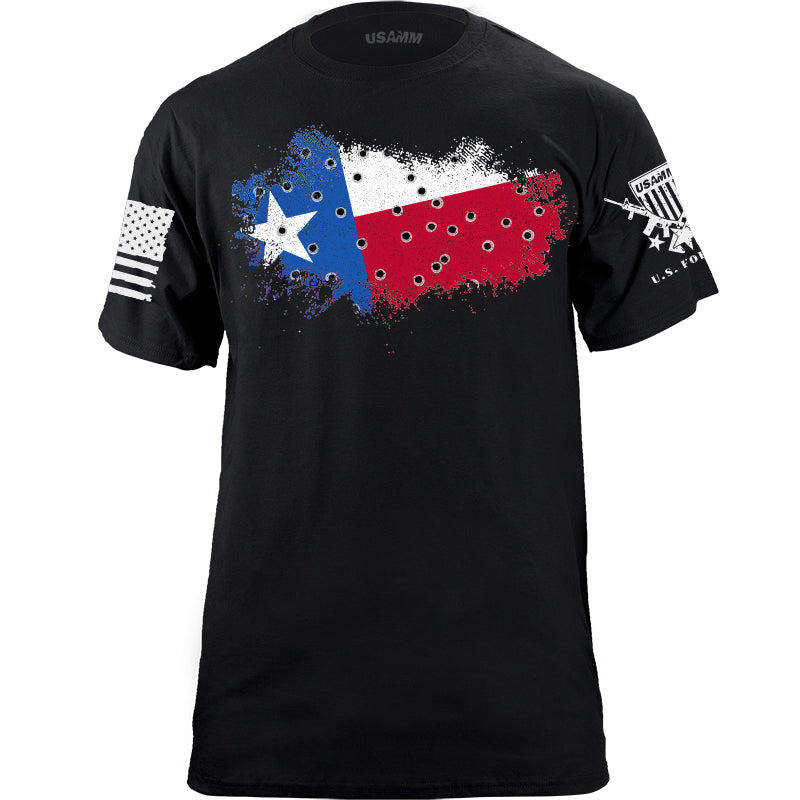 Bullet Hole Texas Flag Ripped T-Shirt Shirts YFS.5.010.1.BKT.1