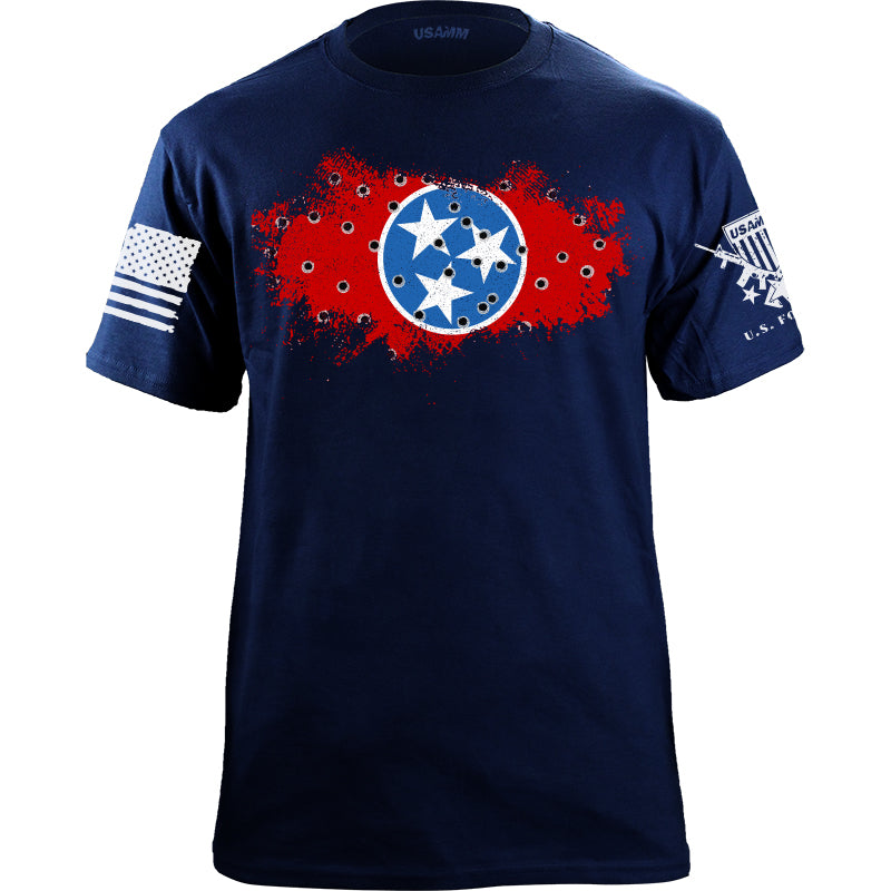 Bullet Hole Tennessee Flag Ripped T-Shirt | USAMM