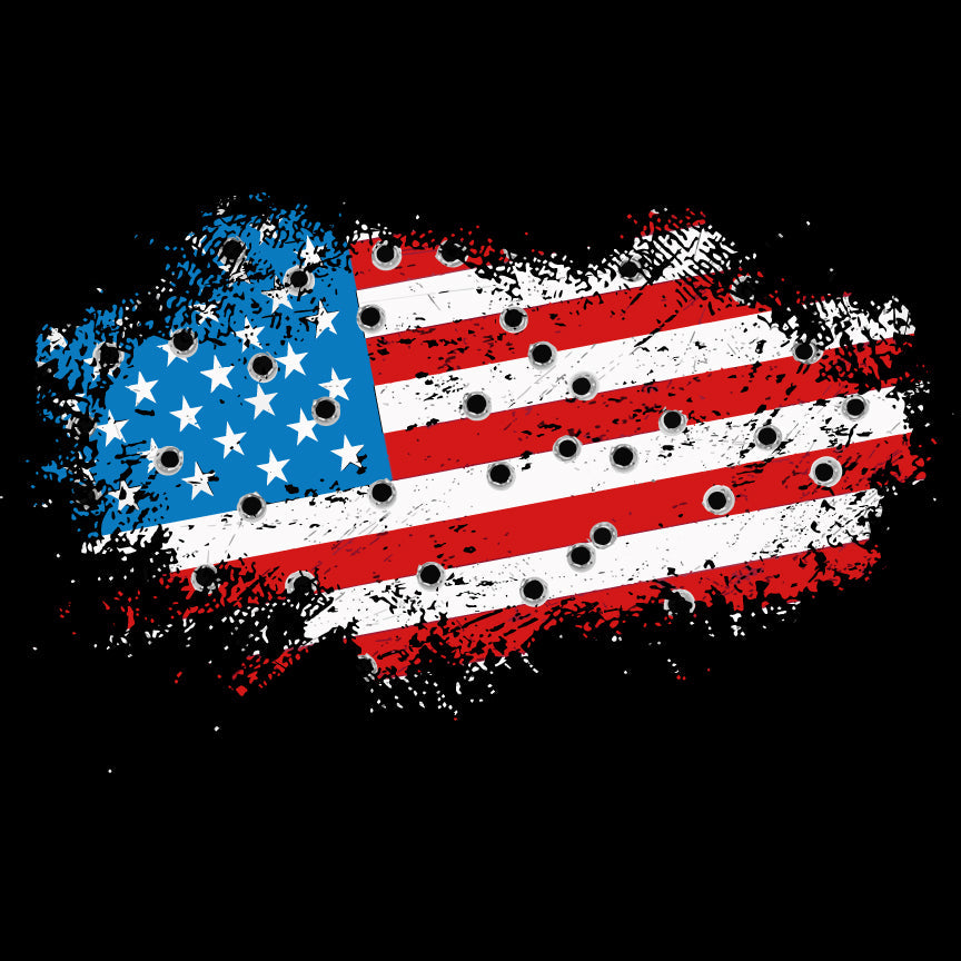 Bullet Hole USA Flag Ripped T-Shirt Shirts 