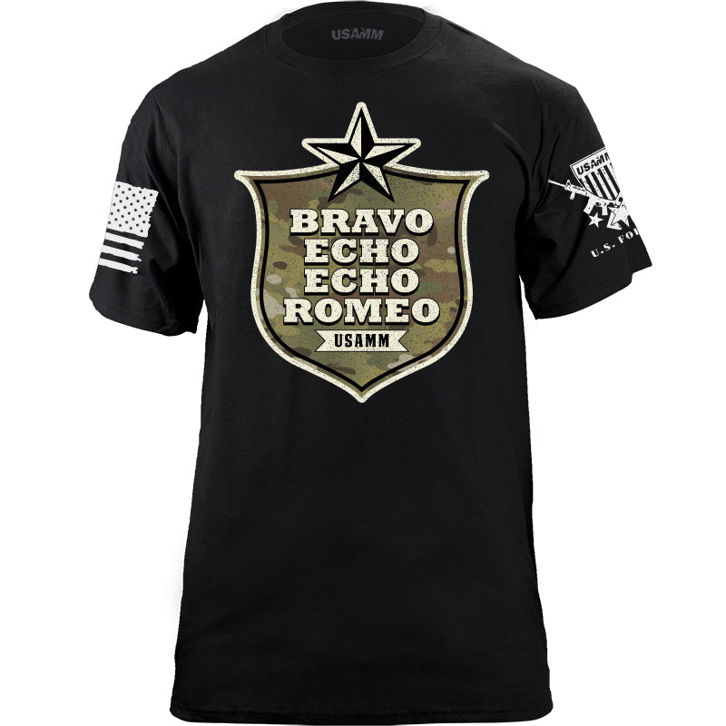 Bravo Echo Echo Romeo Shield T-shirt Shirts YFS.4.011.1.BKT.1