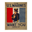 U.S. Marines Want You - 8 x 10 Vintage Canvas Print Canvas Prints 