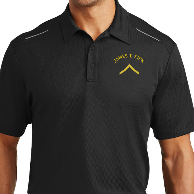 Army Enlisted Rank Custom Performance Golf Polo Shirts Small.Black.Private