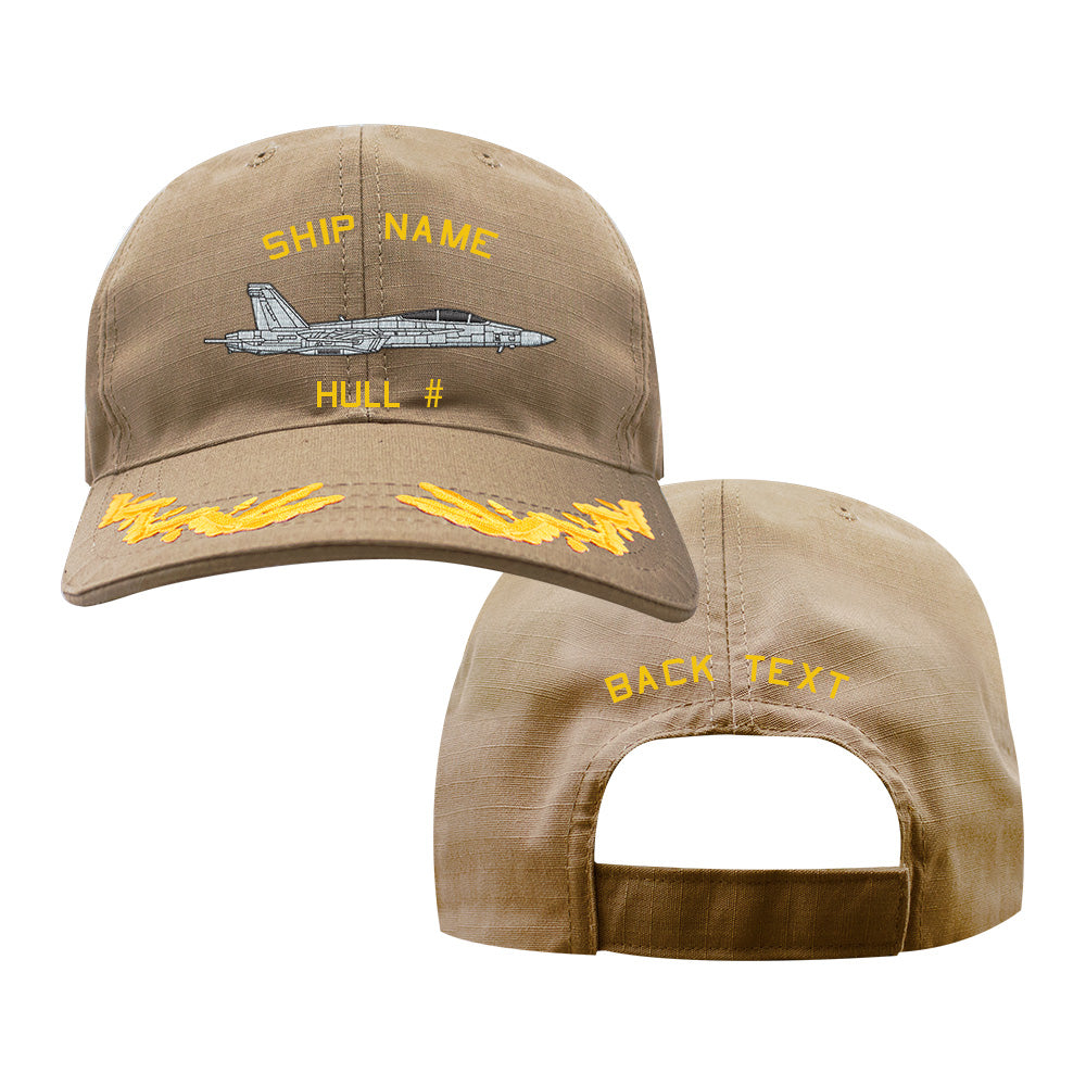 US Navy Custom Ship Cap - Coyote - EA-18G Growler (Aircraft) Hats and Caps EA-18G-GROWLER.NAVY.CAPTAIN